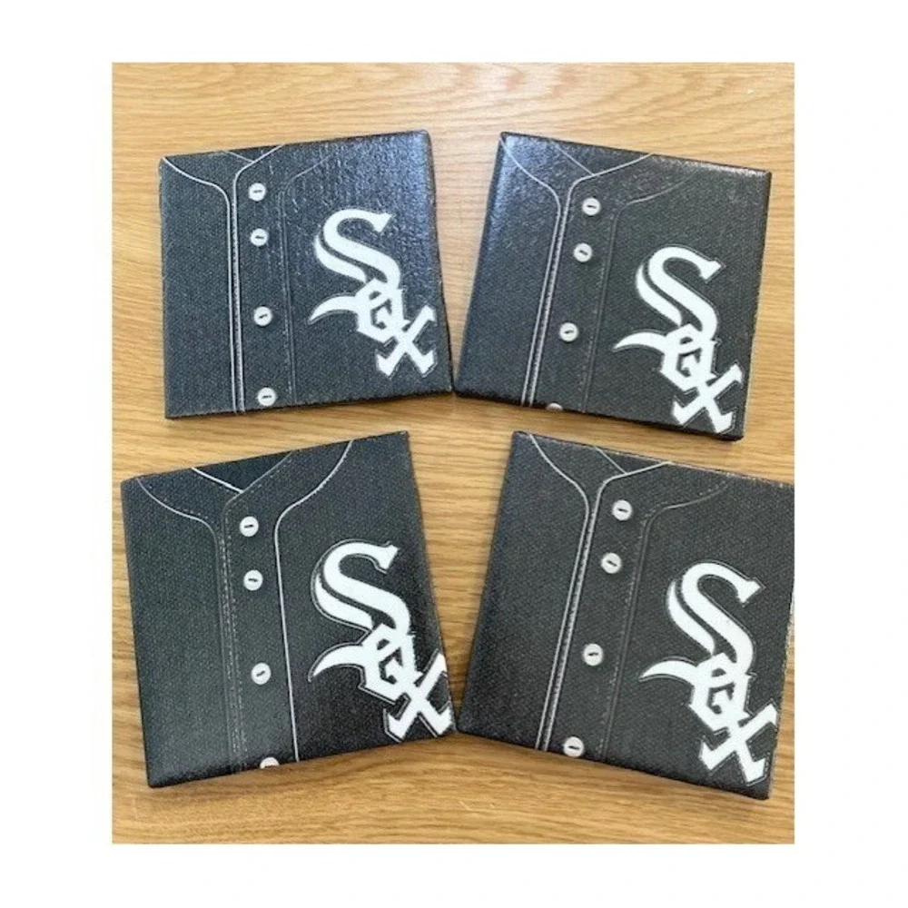 MLB Chicago White Sox Coasters Unisex OS Black Good Jersey Design Set of 4
